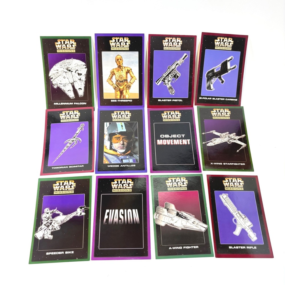 Star Wars Missions Cards 1997 Lot of 12 C-3PO Millennium Falcon X-Wing
